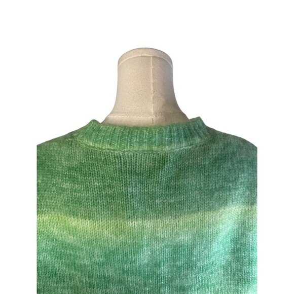 Motel Green Gradient Small Button-Up Cardigan Sweater Polyester/Wool Blend - Picture 10 of 15